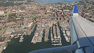 United Express E-175 Harbor Visual Approach Runway 29 -KPWM