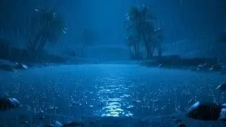 Soft Night Rain Over a Desert Oasis | Calm ASMR Relaxation
