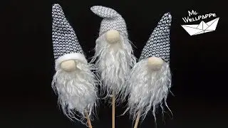 süße Wichtel zu Weihnachten basteln als Blumenstecker - Weihnachtsdeko selber basteln