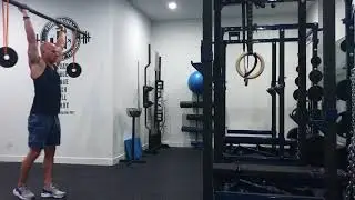 Barbell Overhead Hanging Band Walk