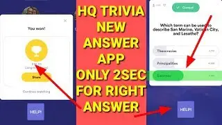 HQ TRIVIA NEW ANSWER APP |ONLY 2SEC FOR ANSWER | 100%WORKING APP | NEW ANSWER APP | BY ONLINE TRICKS