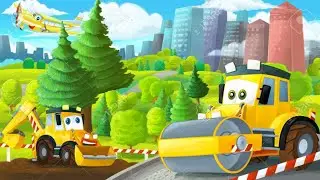 cartoon road construction animation