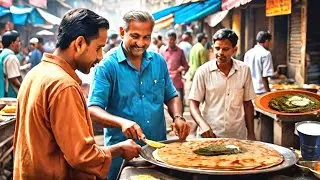 Cheapest Desi Breakfast Under 100 Rs in Lahore | Saag & Aloo Paratha Street Food Pakistan 