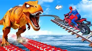 SPIDER-MAN Rescue Avengers Superhero vs DINOSAURS funny Games | GTA 5 Epic Battle with Toy Story