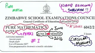 Математика уровня A, ZIMSEC N2016, стр. 1, вопрос 10: Круглая мера