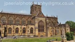 The majestic Sherborne Abbey and Castle. 4k aerial drone presentation