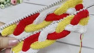 3 रंगो की चोटी केबल बुनाई, 3 Colours Braided Cable Easy Knitting Technique by Knitting Knife