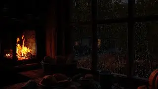 Warm Spring Rain Lulls you to Sleep in 5 Min🌧️Quiet Mountain Village🛖Rustic Earthen Fireplace&Coffee