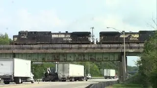 Crappy Shot of NS 32N with NS 9712 and NS 9853 at Interstate 65 in Lafayette, Indiana