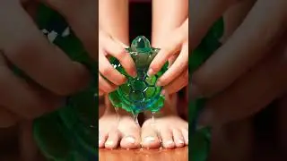 Turtle Squeezing with feet and white nails #feet #crushing #squeeze #slime #nailsart