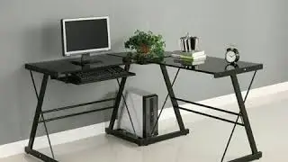 Black with Black Glass Best Walker Edison Soreno 3-Piece Corner Desk