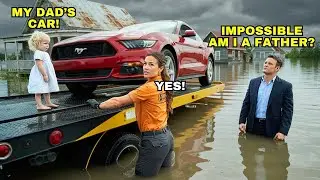 POOR LITTLE GIRL SHELTERS MILLIONAIRE AND HIS MUSTANG DURING FLOOD — NOT KNOWING HE'S HER DAD