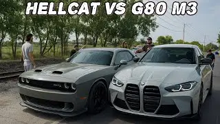 THINGS GOT HEATED!! SOUTH SIDE HELLCAT VS NORTH SIDE G80 M3 STREET RACE!