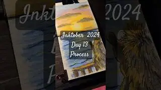 Process Day 13 Horizont/ Горизонт  #art #inktober2024 #Inktober #hedgehog #sketch #арт #инктобер