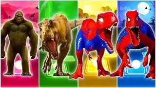 Jurassic World King Kong🆚The Tyranosaurus🆚The Indominus Rex🆚The T-rex  Coffin Dance Song TilesHop