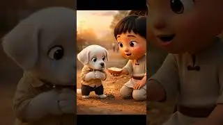 #kindness on four paws # from hunger to happiness #sad little hungry puppy helped by a helping kid