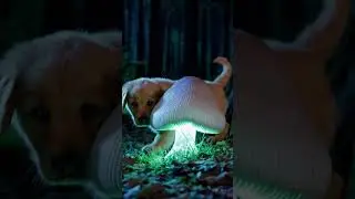 Puppy Meets Glowing Mushroom