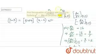 Find the equation of tangent and normal to : Parbola y^2=16x at the point (1,4) | CLASS 12 | DIF...