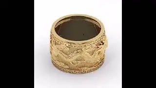 18K Men's Ring, Heavy Dragon Ring, Solid Gold