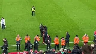 Steven Gerrard & Steve McManaman Give Mo Salah a warm Hug after Scoring his 250th goal for Liverpool
