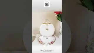 Queen Anne Bone China Tiered Tray &ndash; Summer Rose Pattern, Double Dessert Stand