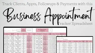 Business Appointment Tracker Google Sheets  Excel Appointment Management Template, Calendar, CRM