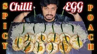 Spicy chillis with Egg poach eating challenge// Very spicy mirchi and lots of egg poach eating