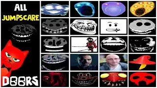 ALL JUMPSCARES in SUPER HARD MODE | Red Cat WOW | DOORS roblox (Rush Skin)