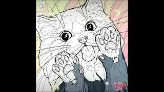 Cute cat with paws #кот #котик #coloring #процесс #разукрашка #арт