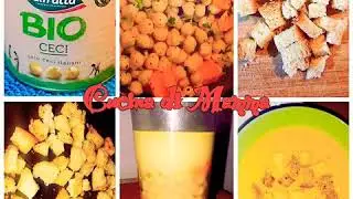 Cucina - crema di ceci con tocchetti di pane tostati