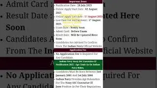 Indian Navy SSC Executive IT January 2026 Online Form#indiannavy#notification