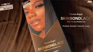 Mane concept Brown Sugar SkinBondLace - 9x6 Pre-cut Glueless wig. Human Hair Style Mix .