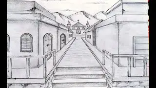 Cenário p/ Games: Aprenda a Desenhar. CASAS de VILAREJO c/  01 Ponto de Fuga! Siga o Passo a Passo!