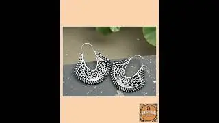Silver Filigree Hoop Earrings Woven Black Trim Boho Gypsy Dangle Drop Jewelry