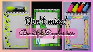 Easy And cute border designs for project 😍 | front page border 💡| #aestheic #ideas #youtube #foryou 
