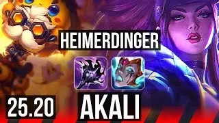 HEIMERDINGER vs AKALI (TOP) | 7 solo kills, Legendary | KR Master | 25.20