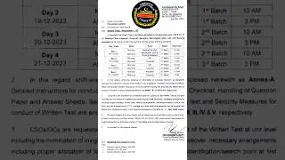 ASF written test schedule 2023 #asfwrittentestdate #job #asfslip #written test schedule
