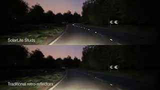 SolarLite Active Road Studs vs retro-reflective road studs at dusk