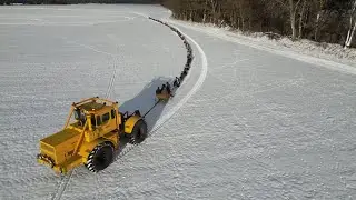 K700 zieht längste Schlittenkette der Welt
