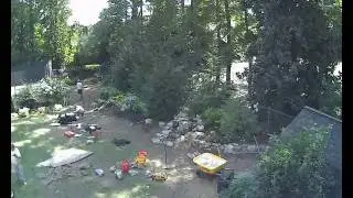 Time lapse of building of water feature.