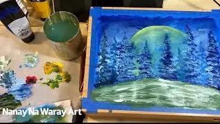 QUICK LANDSCAPE PAINTING ON MIX MEDIA PAPER | ACRYLIC TIMELAPSE DEMO