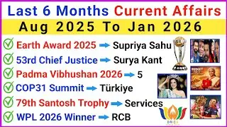 Top 100 Most Important Current Affairs | Last 6 Months Current Affairs 2025-26 | Current GK 2025-26