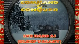 Command And Conquer Red Alert Skirmish 1v3 Hard (Map: Sleep Valley) RTS Allied Gameplay PC