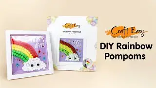 DIY Rainbow Pompom Portrait (easy to do crafting for kids)
