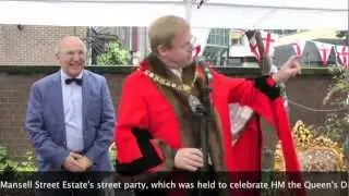 Then Lord Mayor David Wootton visits the Mansell Street Estate's Diamond Jubilee street party