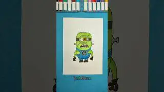 How to draw a Minion Frankenstein - Halloween's coming 💛🧟 #drawing #art #tutorial #funny #cartoon