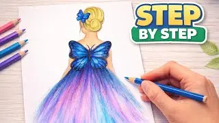 How to Draw a Butterfly Girl Step by Step | Easy Fashion Art for Beginners 