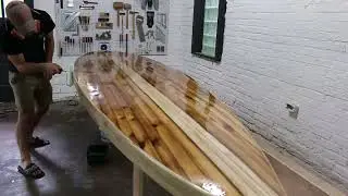 How to Make a Wood Paddle Board -  #18  Finishing with Varnish