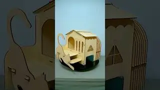Modern cat house with steps  #shorts  #cegu  #lasercuttingfiles  #cathouse