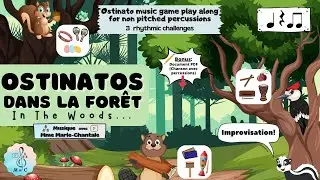 Ostinato elementary music game for non pitched percussion-progressive rhythmic challenges play along